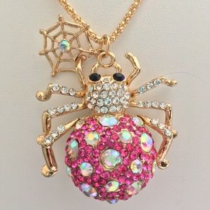 - Betsey Johnson Pink Sexy Spider 🕷 Necklace